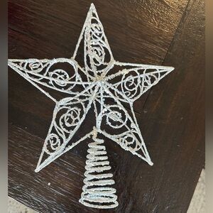 Elegant White Glitter Star Tree Topper